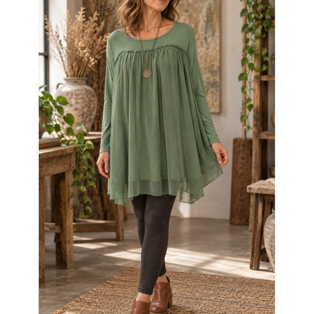 Matilda Jane Choose Your Own Path A New Leaf Tunic Top S Pistachio Green Silky